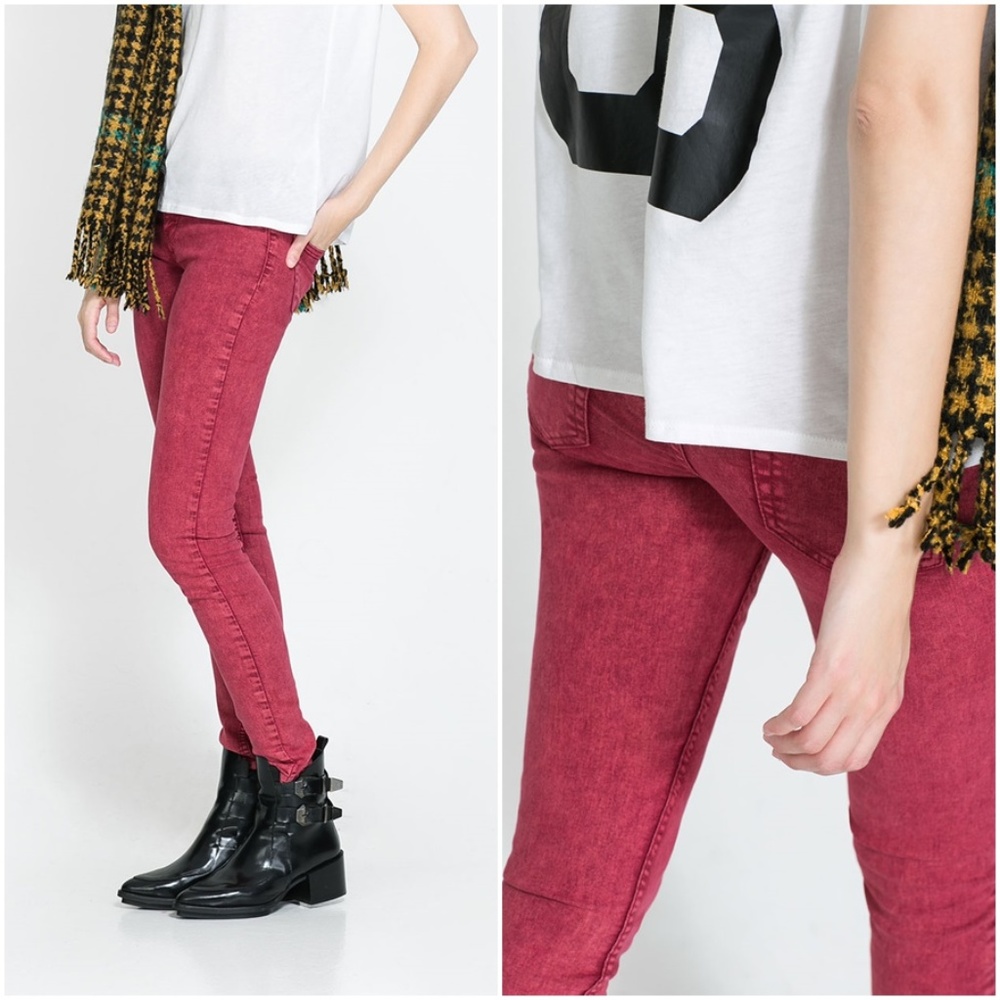 ZARA Women's Jean Reggings :Red, US 6/EUR 38